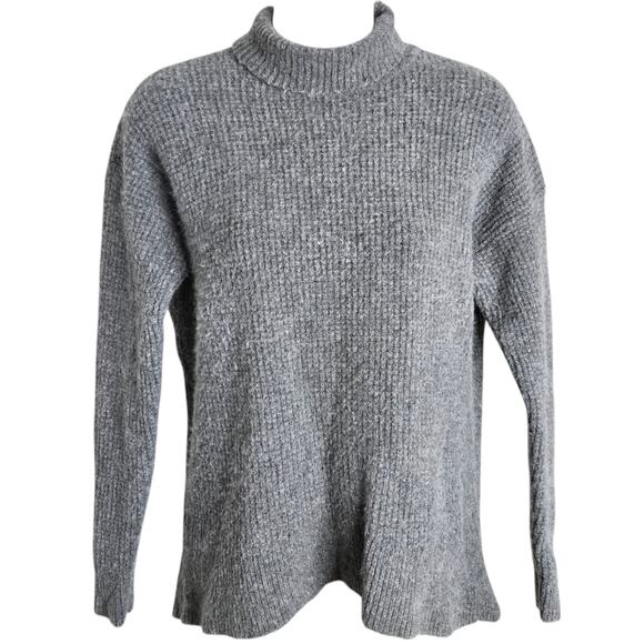 Madewell Womens Sweater Small Gray Turtleneck Waffle‎ Knit Merino Wool Alpaca - Picture 1 of 6